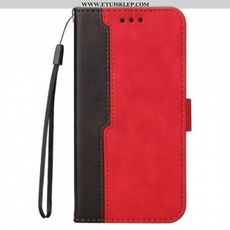 Etui Folio do Oppo A54 5G / A74 5G Kolorowa Dwukolorowa Sztuczna Skóra